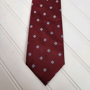 Walbusch Mens 100% Silk Tie Red/Blue Geometric Diamond Pattern Made in Germany